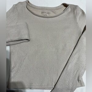 American Eagle Outfitters Ribbed Knit Top - Cream